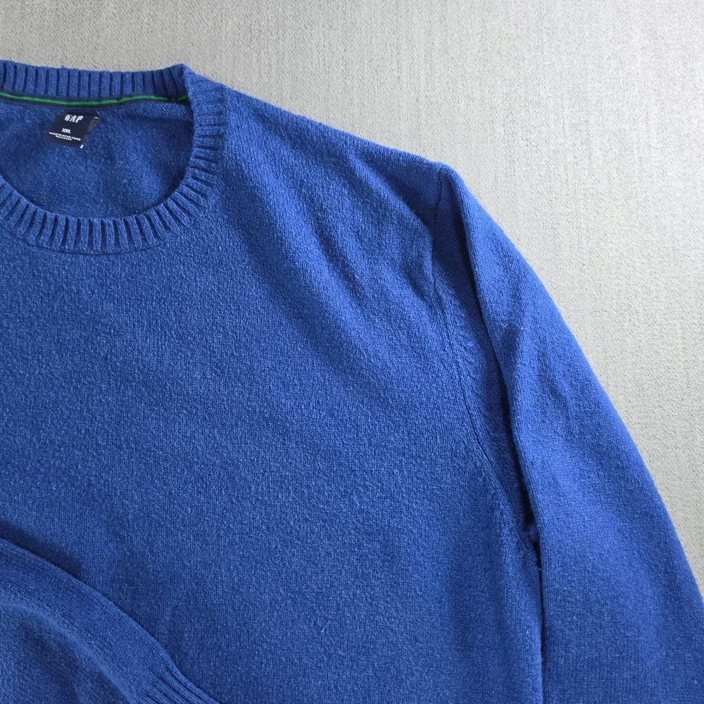 Gap Sweater Mens XXL Blue Crewneck Knit Long Sleeve Ribbed Trim